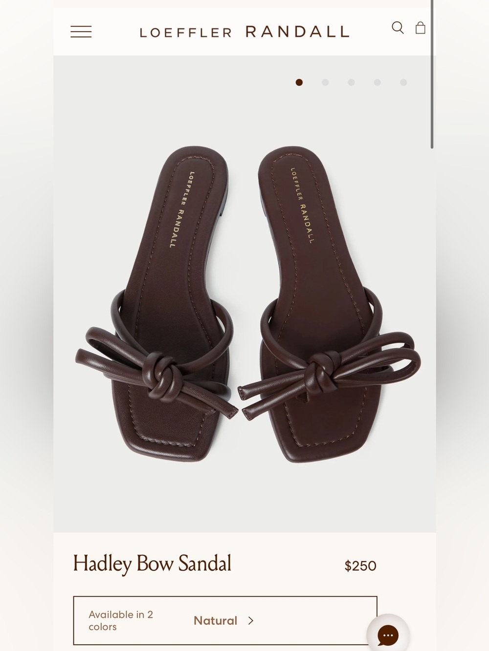 Loeffler Randall Hadley Timber Leather Bow Sandal Dune 7.5